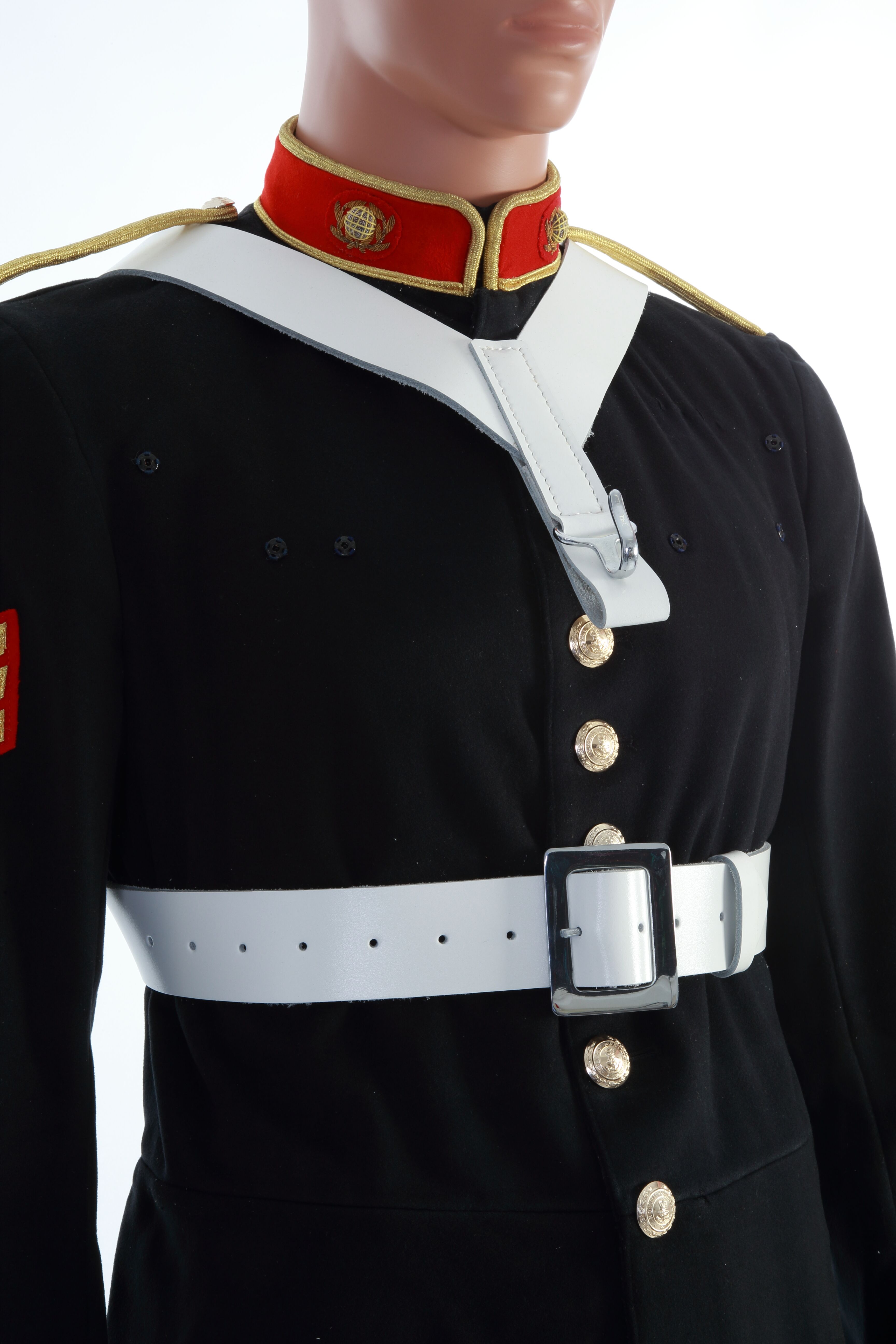 White Leather Bass Drum Sling The Marching Band Shop