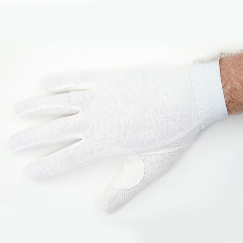 White Cotton Beaded Grip Gloves The Marching Band Shop