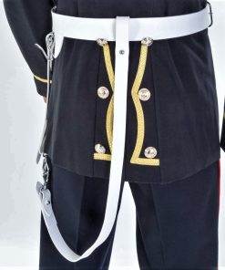 Alternative view of White Gloss PVC, W.O.s Ceremonial Sword Belt, 45mm width (1 3/4″) with Chrome finish Fittings