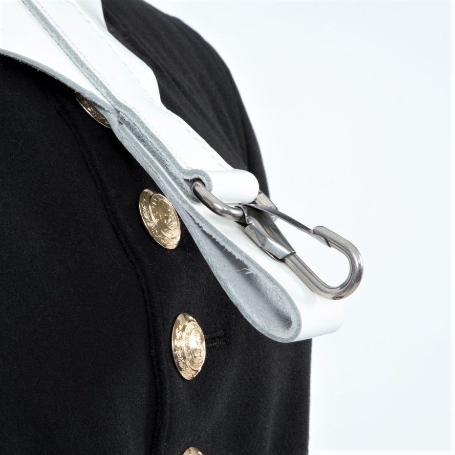 White Leather Bass Drum Sling The Marching Band Shop