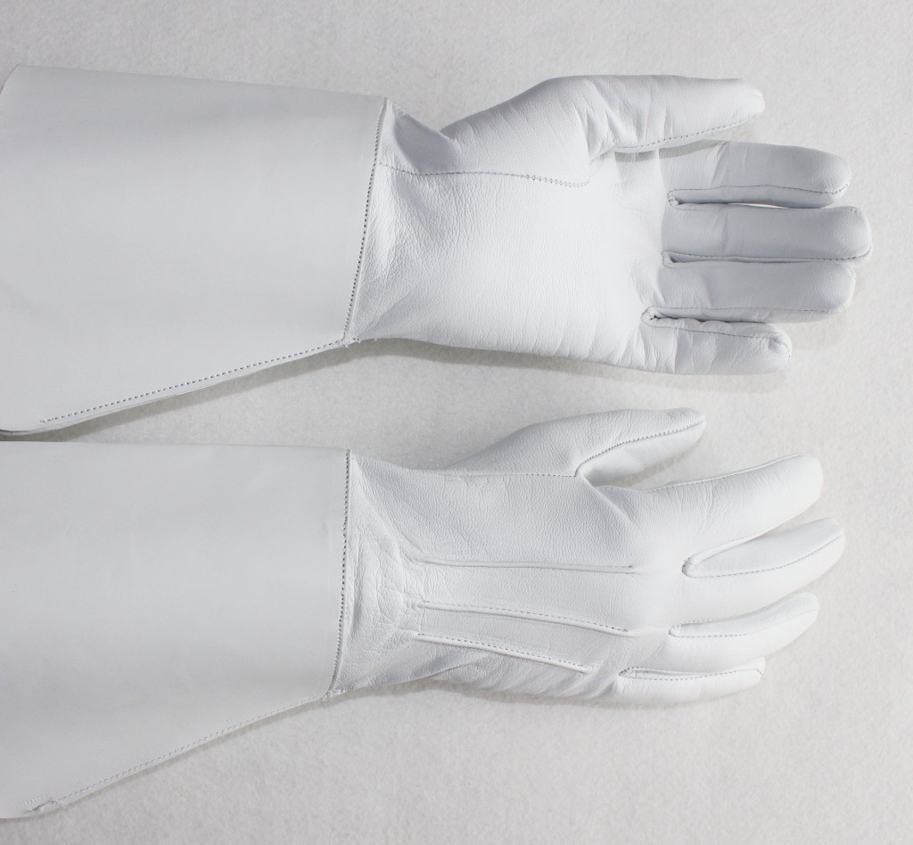 White Leather, Standard Bearers Gauntlet Gloves The Marching Band Shop
