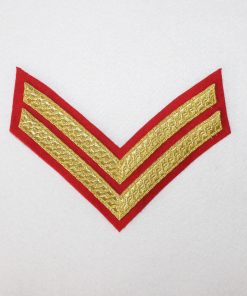 Large Gold on Red, 2 Bar Chevron Badge