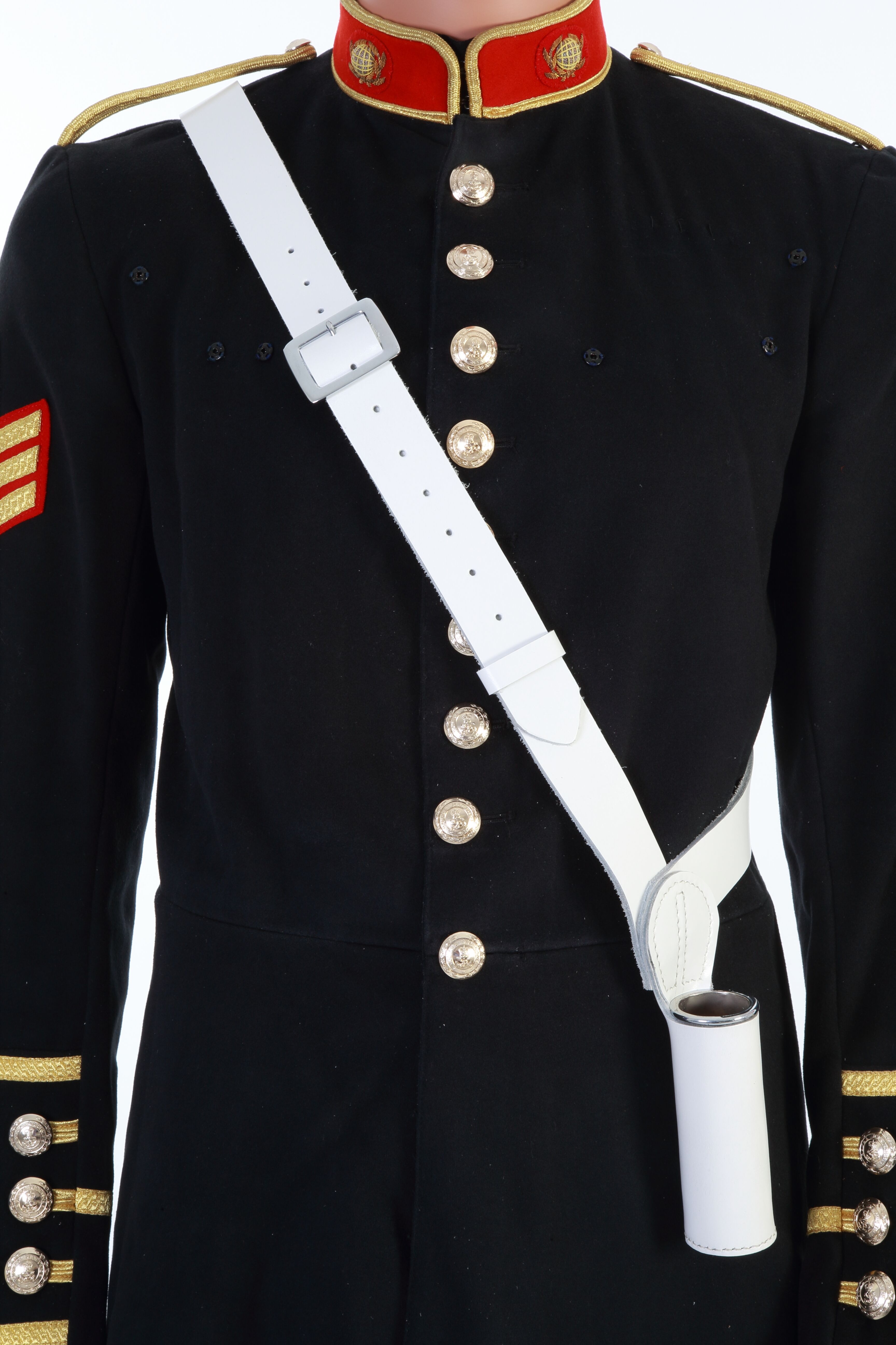 New design White Leather Flag Carrier/Bell Lyre Sling The Marching