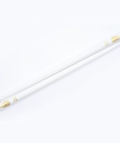Alternative view of TMBS RM2 Side Drum Sticks, White finish (Tips left unpainted) with Gold RM Crest