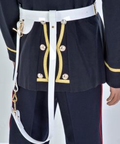 Alternative view of White Gloss PVC, W.O.s Ceremonial Sword Belt, 45mm width (1 3/4") with Gold finish Fittings