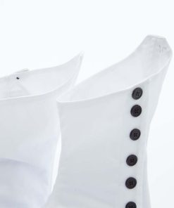 Alternative view of White Cotton 'Spats' with Black Buttons