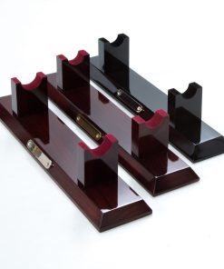 Alternative view of Ebonised (Black lacquered) finish Cane, Desk Stand with Nickel-Silver Engraving Plate