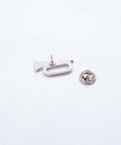 Alternative view of Large Chrome finish 'Bugle' Lapel Badge