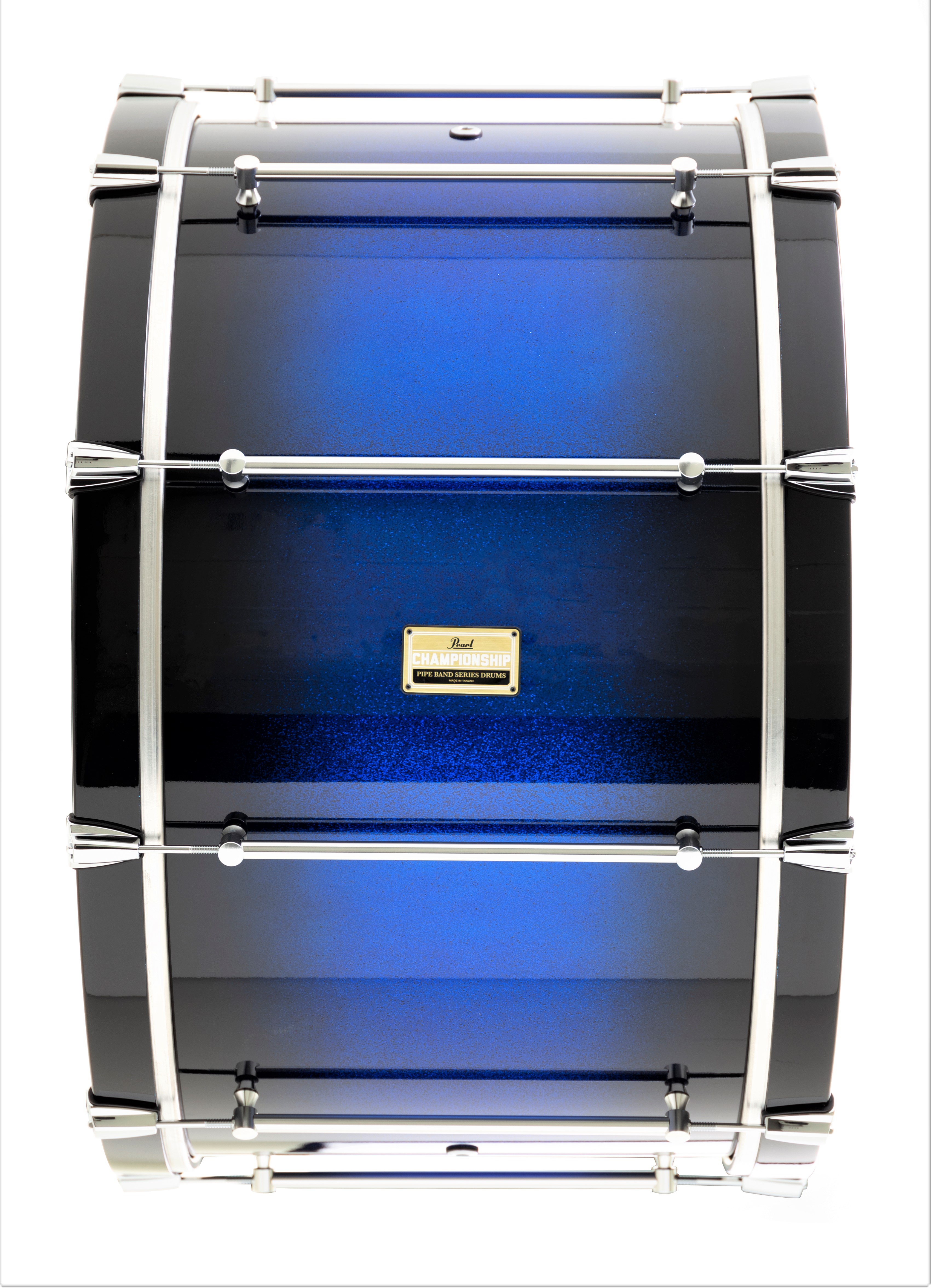 Pearl Pipe Band Series Bass Drum finished in Ultra Blue Fade The Marching Band Shop