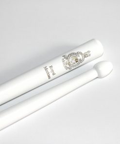Alternative view of New: TMBS RM2 Side Drum Sticks, All White finish with Silver RM Crest & now with an extra Lacquered finish