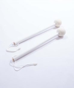 Alternative view of TMBS Traditional/Military Pattern Bass Drum Sticks with 2 1/4 Hard Felt Ball Heads, White finish Maple Shafts & White Nylon Cords/Thongs
