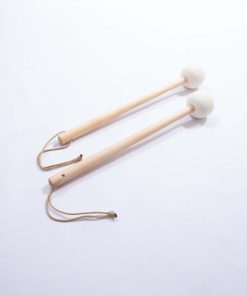 Alternative view of TMBS Traditional/Military Pattern Bass Drum Sticks with 2 1/4 Hard Felt Ball Heads, Natural finish Maple Shafts & Gold Nylon Cords/Thongs