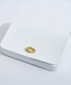 Alternative view of White Gloss PVC, Musicians Utility Pouch with Gold finish Clasp.