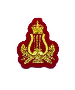 Alternative view of Musicians Badge with Kings Crown, Machine Embroidered, Gold on Red
