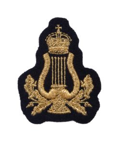 Musicians Badge with Kings Crown, Machine Embroidered, Gold on Black