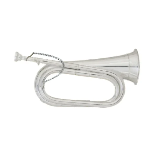 JP Silver Plated, Bb, Tunable Bugle with Mouthpiece, Retaining Chain & Case.