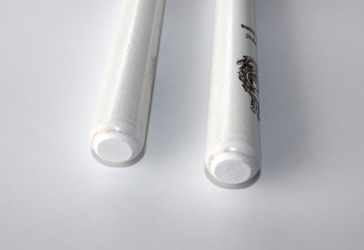 Clearance 2nds: TMBS RM2 Side Drum Sticks, All White finish with Silver RM Crest & now with an extra Lacquered finish