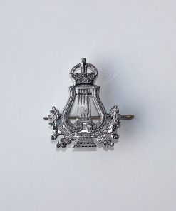 Alternative view of Chrome finish 'Musicians Lyre' Badge with Kings Crown
