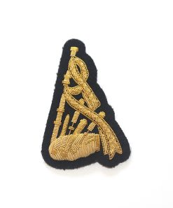 Alternative view of Gold & Silver on Black Bagpipe Badge
