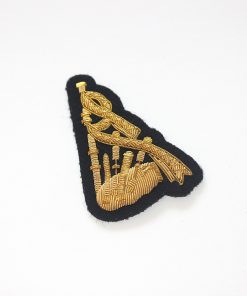 Gold & Silver on Black Bagpipe Badge