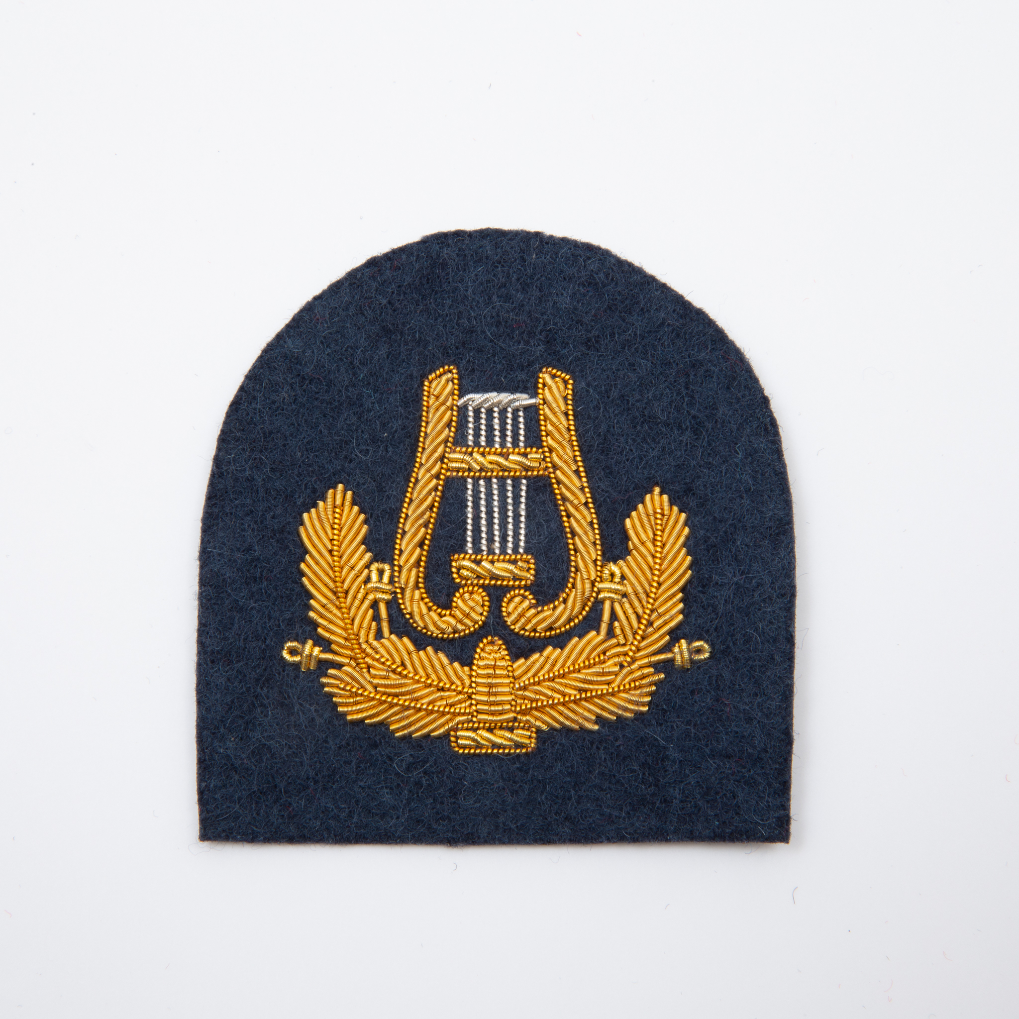 Large Hand Embroidered Gold on Blue Musicians Badge