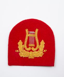 Large Hand Embroidered Gold on Red Musicians Badge